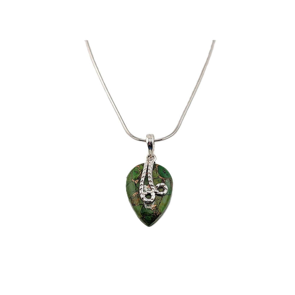 Handmade Mohave Turquoise Kingman Pendant Necklace 18in Sterling Silver Chain ** - Picture 3 of 8
